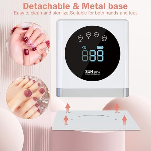 NAILGIRLS Cordless Rechargeable UV LED Nail Lamp, 150W UV Light for Gel Nail, Nail Lamps for Gel Polish with 4 Time Setting, Portable UV Nail Light, Professional Fast Curing Lamp for Salon