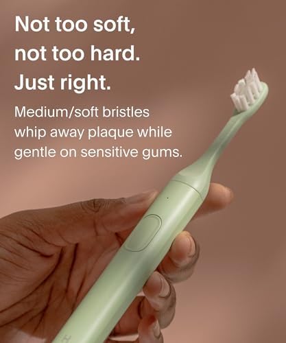 Recyclable Plant-Based, Electric Toothbrush Heads - Built-in Tongue Scraper, Long Lasting Replacement Heads | Compatible Only Sonic Electric Toothbrush - Winter Fern, Pack of 3