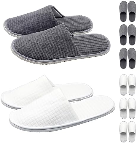 Disposable Slippers for Guests, 8 Pairs, Non Slip, Washable SPA Slippers for Hotel, Guest, Travel, Bride, Women and Men