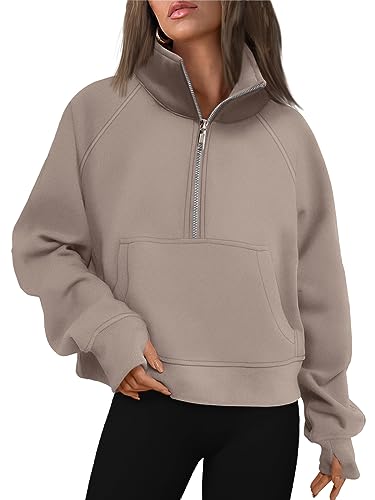 AUTOMET Womens Sweatshirts Long Sleeve Tops Hoodies Shirts Half Zip Pullover Cropped Oversized 2024 Fall Fashion Outfits Sweaters
