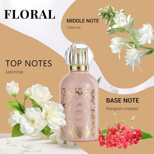 Perfume for Women,Eau de Parfum,Long Lasting Floral Fragrance with Notes of Jasmine,Tuberose,Rangoon creeper,Ideal for Girlfriend,Wife,Mom, 3.4 Fl oz