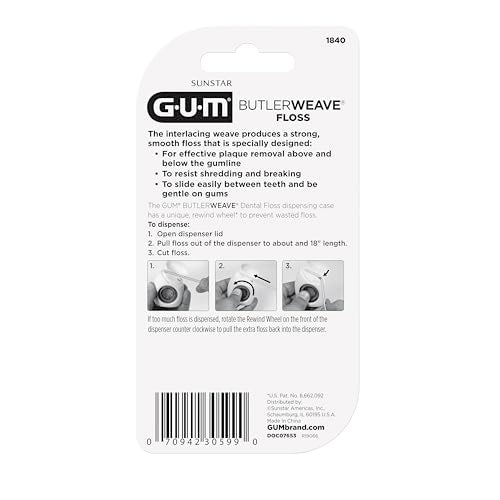 GUM ButlerWeave Woven Dental Floss, Shred Resistant Waxed Floss, Mint Flavored, 1 Count (Pack of 3)