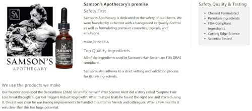 Samson's Hair Regrowth Serum (Deoxyribose (2dDr) 1% formula) (30mL)