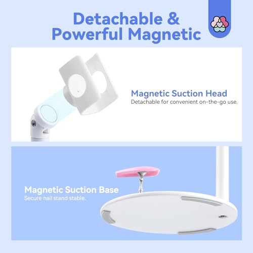 SAVILAND LED U V Light with Magnetic Stand & LCD Screen Portable Nail Lamp Kit Handsfree 2-Timer Modes Portable Mini Nail Dryer Stand for Gel Nails USB Rechargeable and Cordless for Home DIY Manicure