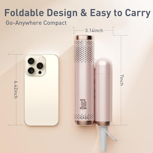 Quico Travel Hair Dryer with Dual Voltage, 120000 RPM Fast Drying Hair Dryers for Women with 500 Million Negative Ions, Thermo-Control Compact Hair Blow Dryer with Cold, 3 Heat & 3 Speed Settings