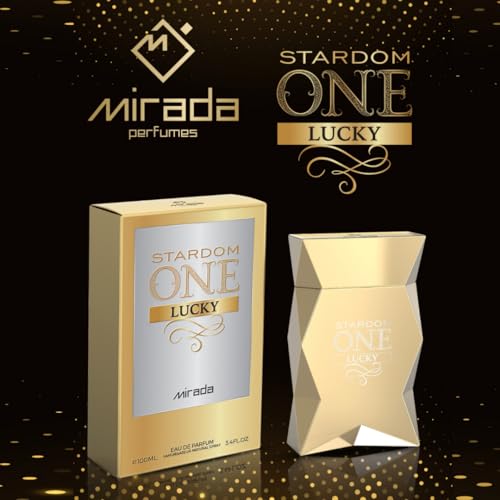 Stardom One Lucky, Men's Eau de Parfum (EDP) 3.4 FL. Oz (100ml), Men’s Perfume with Notes of Plum, Grapefruit, Bergamot, Ozonic Notes, Jasmine, Orange Blossom, Hazelnut, Honey, Cedar