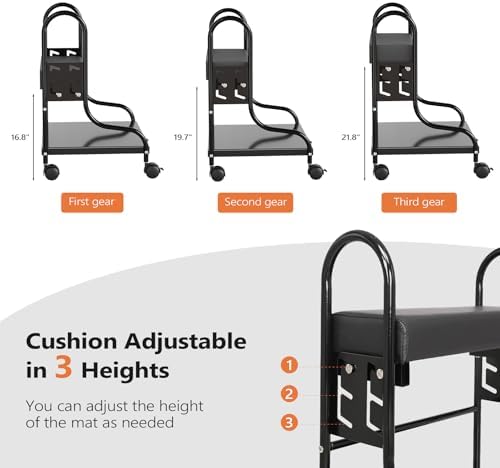 Pedicure Cart Foot Bath Trolley, Salon Nail Esthetician Trolley Cart, 3 Adjustable Height PU Cushion, Portable trolley for Foot Rest Manicure Massage, Beauty Spa Supplies, Black