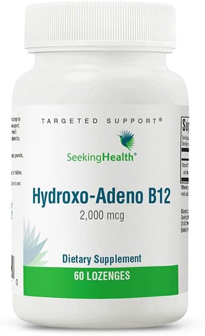 Seeking Health Hydrox-Adeno B12, 2000 mcg Methyl-Free Vitamin B12, Energy and Focus Support for Men and Women, Methylation and Homocysteine Support, Detoxification, Vegan and Vegetarian (60 lozenges)*