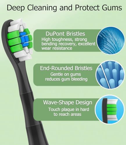 Replacement Toothbrush Heads Compatible with AquaSonic Black Series Vibe Series Duo Pro Elite Series Electric Toothbrush, 12 Count, Black