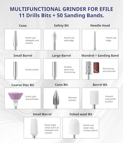 AIRSEE Studio Basic Adapter Portable Electric Nail Drill Machine for Professional, EFile for Acrylic Gel Nails and Manicure Pedicure Polishing Shape, Electric Nail File Kit for Salon Gold