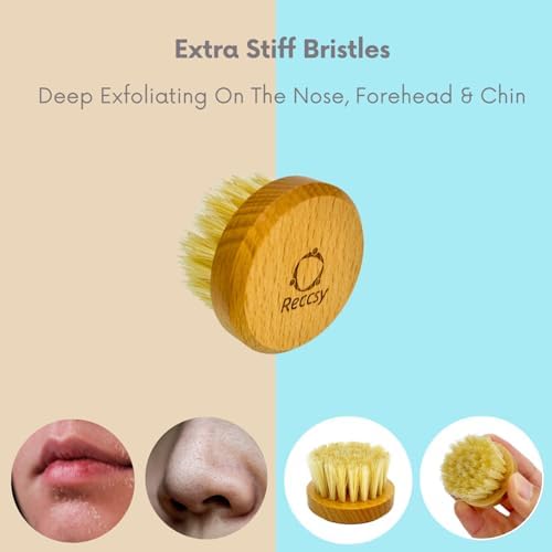 4pcs Dry Brushing Body Brush Set for Lymphatic Drainage-Natural Bristle Dry Skin Brush +Facial Dry Brush for Face+Dry Skin Exfoliating Scrubber+Wood Therapy Massage Tool. Gua Sha, Anti-Cellulite.