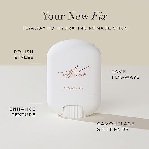 Goldie Locks Flyaway Fix Hydrating Pomade Stick for Hair & Extensions, Tames Flyaways, Styles, Defines, No Residue, Controls Frizz, Adds Shine, Smooths, Moisturizes, Non-Greasy, Lightweight, 0.5 oz