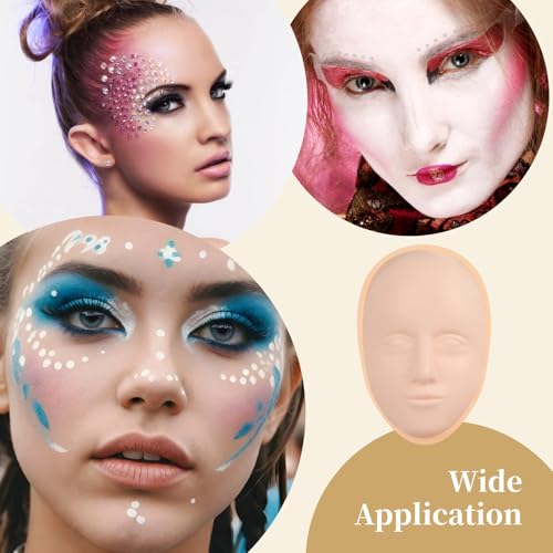 Silicone Mannequin Face Set - 8 Pcs, Practice Face Board, 8 Makeup Brushes for Permanent Makeup & Art Creation