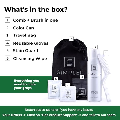 Simpler Hair Color Natural Black Mustache and Beard Upgraded Brush Kit with 3 Brushes Included for Precision Application - Gentler, Ammonia Free Beard Dye for Men w/Aloe Vera, Avocado Oil & More.