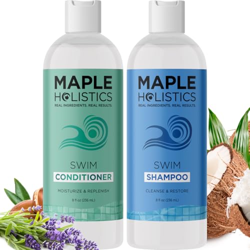 After Swim Shampoo and Conditioner Set - Chlorine Shampoo and Conditioner for Swimmers with Tea Tree and Rosemary Oil - Clarifying Shampoo for Hard Water Chlorine and Saltwater with Replenishing Oils