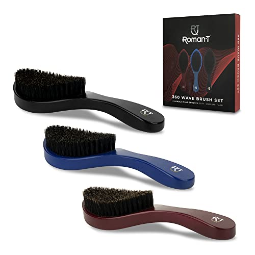 Men's 360 Wave Brush Set - Three Handle Brushes for 360 Waves (Soft, Medium & Hard) - Grooming Gift Set