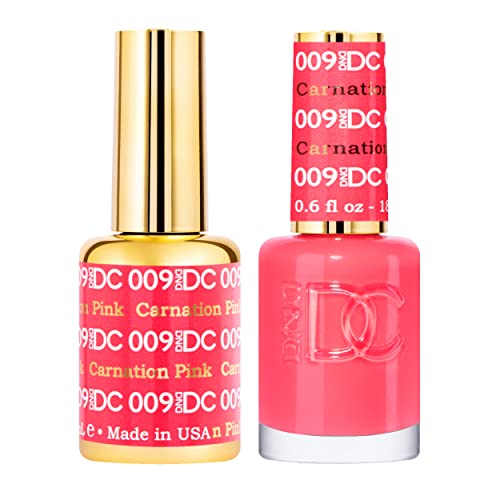 DND DC Gel Polish Set, Pink Collection, UV/LED Gel Polish and Air Dry Nail Lacquer, Matching Chip-Free Polish Duo, 009 Carnation Pink, 0.5 Fl Oz