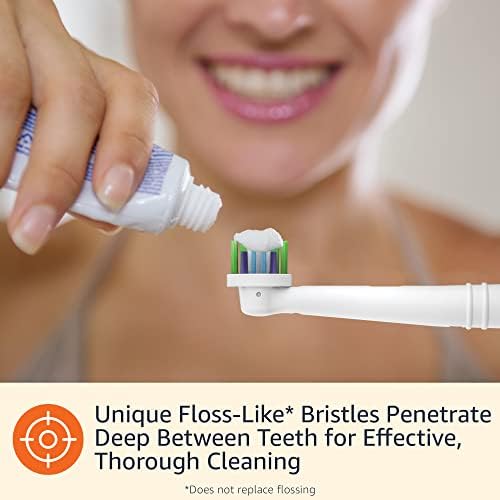 Amazon Basics Braun Electric Toothbrush Replacement Brush Heads, 3 Count, White, Fits Oral-B