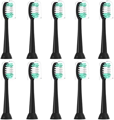 Replacement Toothbrush Heads 10 Pack for AquaSonic Black Series for Vibe Series Black Series pro, and for Duo Series pro Electric Toothbrush,Balck