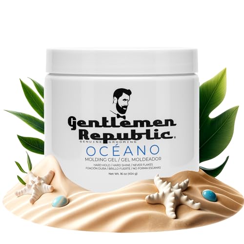 Gentlemen Republic Oceano Men's Hair Gel 16oz - Strong Touchable Hold and High Shine Styling Gel for Hair, 100% Alcohol-Free Professional Formula with Fresh Scent, Mens Hair Product Made in USA