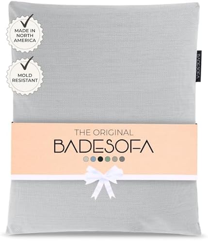BADESOFA® Luxury Bathtub Pillow L - Large Bath Pillow for Therapeutic Neck and Back Support Quick-Drying - Washable Full Body Bath Tub Cushion - Luxury Spa Cushion in Grey