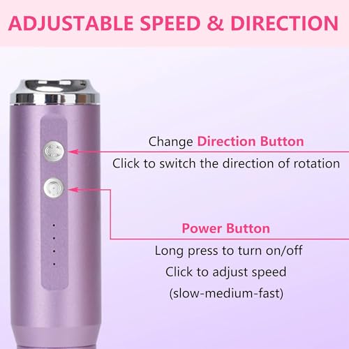 Nail Drill and Dremel - 14-in-1 Portable USB-Powered Nail Care Set with 20000RPM Speed for Gel, Dip Powder, Manicure, Pedicure, Shaping & Polishing, in Elegant Purple