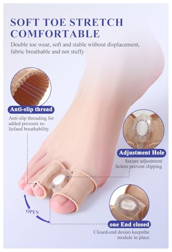 Adjustable Toe Separators For Women Men Big Toe, Bunion Corrector Spacers Relief Big Toe, Gel Straightener For Hammer Overlapping