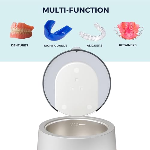 Fresh Knight Ultrasonic Retainer Cleaner, 45kHz Retainer Cleaner Machine for Denture Cleaner, Retainer Cleaner, Mouth Guard Cleaner, Night Guard Cleaner, Denture Cleaner with 200ML Dental Cleaning Pod