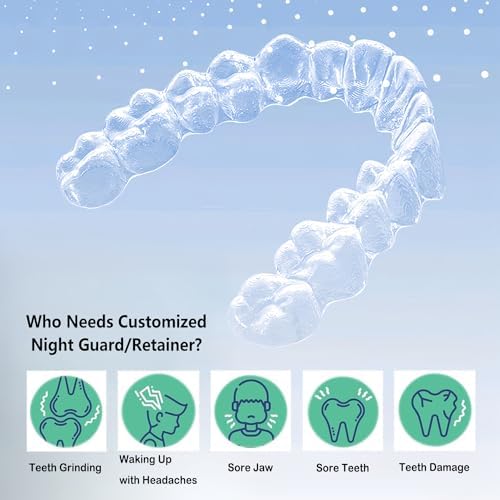 Custom Night Guard, Custom Mouth Teeth Guards Against Teeth Grinding/Clenching Dental Retainer for TMJ Relief and Bruxism (One Upper Guard)