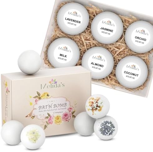 Pack Vegan Bath Bombs with Cocoa Butter & Avocado Oil - Aesthetic Appeal & Aroma, Perfect for Self-Care & Spa, Ideal Gift for Kids, Women and Moms, Pack of 6 (100 grs)