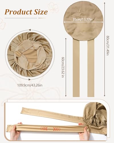 Satin Bonnet for Sleeping Women Silk Sleep Bonnet for Curly Hair Wrap with Elastic Tie Band Night Cap Coffee