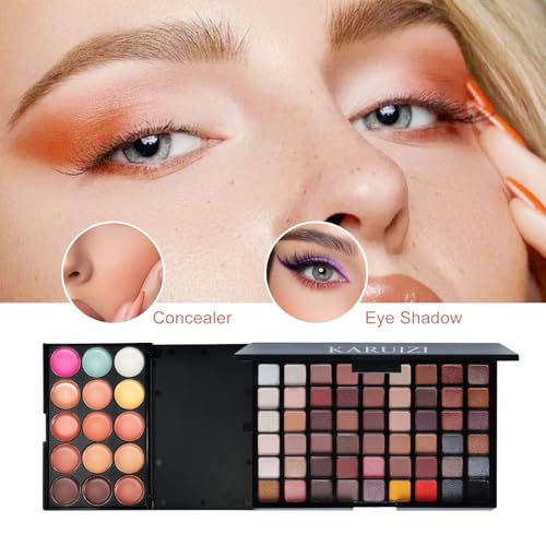 All in One Makeup Kit,Makeup Kit for Women, Teens and Girls, All-in-One Set with Eyeshadow Palettes, Lipsticks, Brushes, Storage Bag,Makeup gift set girls makeup sets ages 8-12 (Red rose)