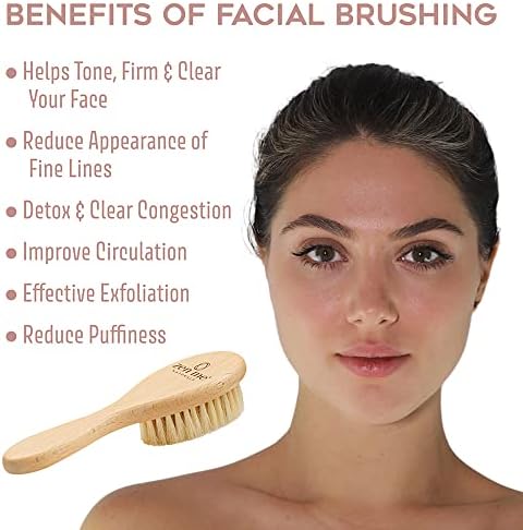 Dry Brush for Face for Smooth Radiant Skin by Zen Me, Natural Face Exfoliator Tool to Unclog Pores, Promote Lymph Flow & Reduce Swelling, Facial Brush with Natural Boar Bristles & Polished Wood Handle