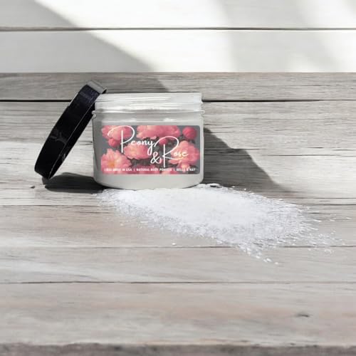 Body Powder for Men & Women Scented Peony & Rose, Perfume Dusting Powder, Bath Powder with Fragrance & Essential Oils, Talc Free 8oz Container, Made in USA