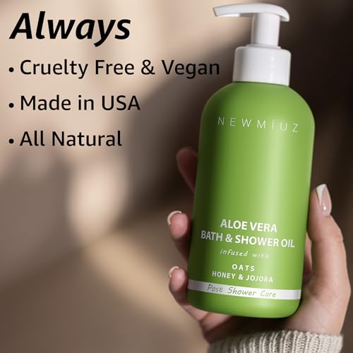 Aloe Vera In Shower Body Conditioner Natural Post Shower Care Moisturizer for Body Legs Soothing Bath Oil Honey Oats Jojoba Self Care Spa Gift