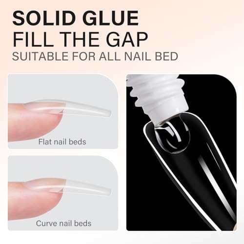 AILLSA Solid Gel Nail Glue for Nail Tips Super Strong Gel Glues Professional Fake Acrylic Soft Nails Glue U V Lamp Curing Needed - Long Lasting 30 Days+, 15g / 0.5fl.oz