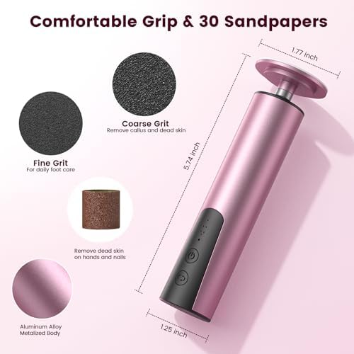 Upgrade Wireless Electric Callus Remover for Feet, 2 in 1 Rechargeable Electric Foot File Grinder for Heel Hand with 6 Speed and Sandpaper, Pedicure Tool for Feet Dead Skin