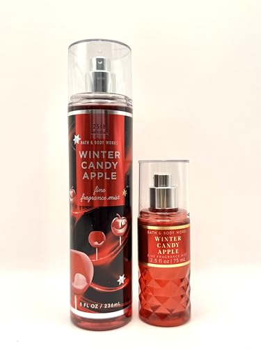 Bath and Body Winter Candy Apple Fine Fragrance Mist Set, 8 fl oz and 2.5 fl oz, 25th Anniversary Edition