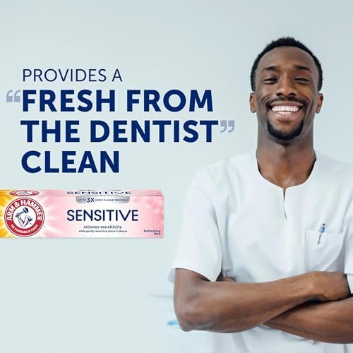 ARM & HAMMER Sensitive Teeth & Gums Toothpaste, 6 Pack, Refreshing Mint, Anticavity Fluoride Toothpaste with Baking Soda, Whitening Enamel Strengthening Paste, Travel Size 0.9 Oz