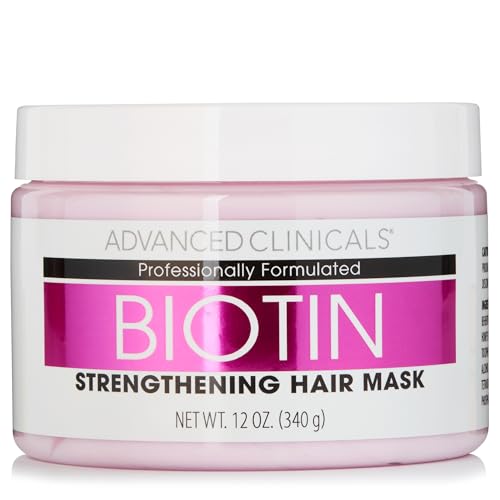 Advanced Clinicals Biotin Hair Treatment Anti-Breakage Repair Hair Mask. Strengthen Broken, Color-Treated Hair W/Repairing Deep Conditioner Manuka Honey & Caffeine, Hydrating Mask Restores Weak Hair