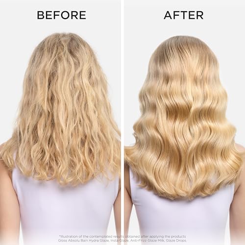 Kerastase Gloss Absolu Anti-Frizz Glaze Milk - Instantly Detangles, Hydrates & Smooths, Eases Blow-Dry, Absorbs Frizz & Fly-Aways, Protects from Heat & Humidity, For Long Hair