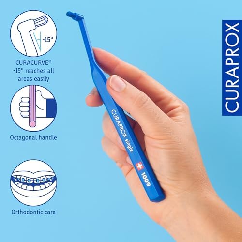 Curaprox CS 1009 Single Toothbrush – Braces, Implants and Isolated Teeth | Ultra-Soft Single Tuft | Targeted Gumline Cleaning