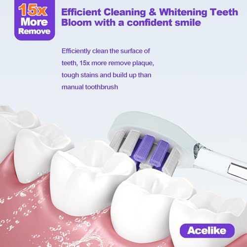 Metal Electric Toothbrush with UV Mode, Vibration and Oscillation Electric Toothbrush for Adults, 6 Brush Heads & Travel Case & Dust Cover, 5 Modes & Built in Timer, One Charge Last 120 Day（Rose）