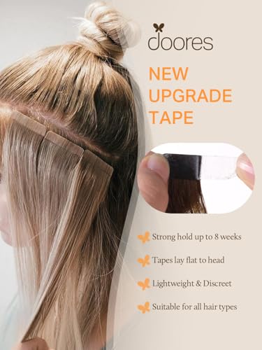 DOORES Tape in Hair Extensions Human Hair, Balayage Dark Brown to Chestnut Brown 50g 20pcs 18 Inch, Human Hair Extensions Natural Remy Straight Hair Skin Weft