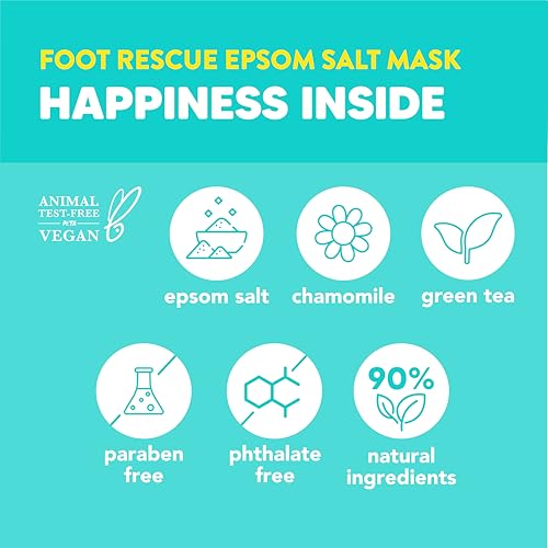 Onyx Professional Epsom Salt Foot Mask, 6 Pairs - Made with Epsom Salt and Chamomile, Helps Fight Swelling and Soreness, Relax Tired Feet, Easy-to-use Booties, One Size Fits All