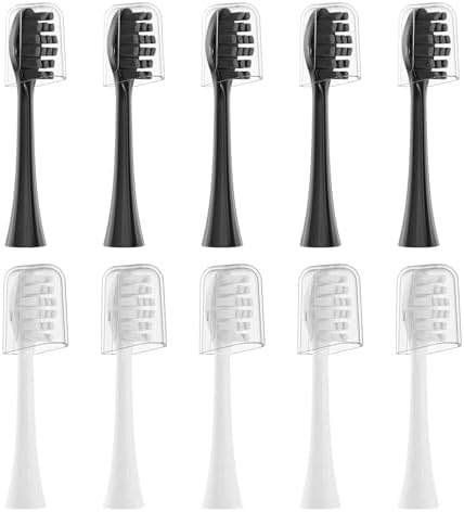 Replacement Toothbrush Heads 10 Pack Compatible with Gleem Electric Toothbrush, 5Black+ 5White