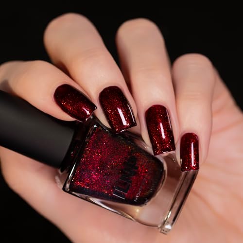 ILNP Sabrina - Dark Vampy Red Shimmer Nail Polish - Vegan, Cruelty Free, Non Toxic