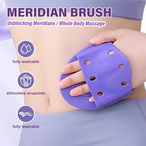 Meridians Massage Brush,2025 New Full Body Relaxation Handheld Massage Comb Essential Oil Brushs,Beauty Salon Professional Custom Meridian Brush for Body and Leg Relaxation (Purple)