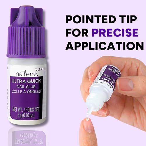 Nailene Ultra Quick Nail Glue - Durable, Easy to Apply False Nail Glue – Repairs Natural Nails – Quick-Drying Nail Adhesive Lasts Up to 7 Days - 3 g/0.10 oz - 6 Pack