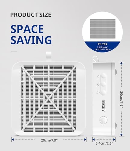 AIRSEE GD3 Powerful Nail Dust Collector, Professional Manicure Pedicure Vacuum for Acrylic Gel Nail Polishing with Reusable Filter, Home & Salon, White